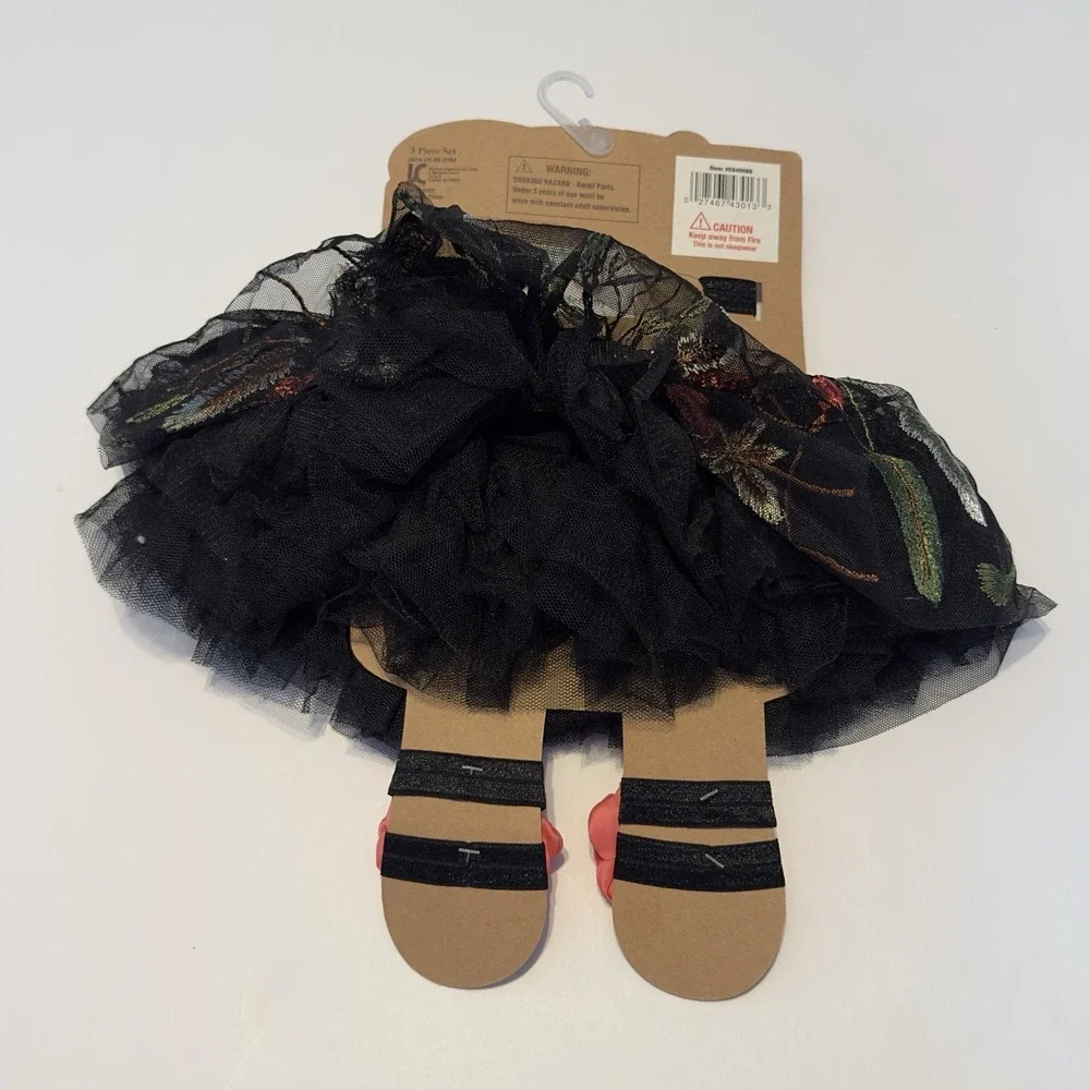 Elly & Emmy Tutu Head Band Tutu Set 0-12M Photo Outfit Brand Black Embroidered